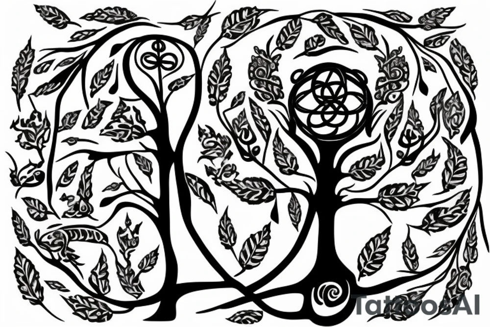 Tree of life with a cross in foreground tattoo idea