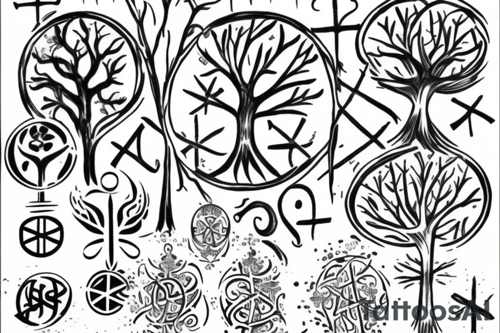 Tree of life with a cross in foreground tattoo idea