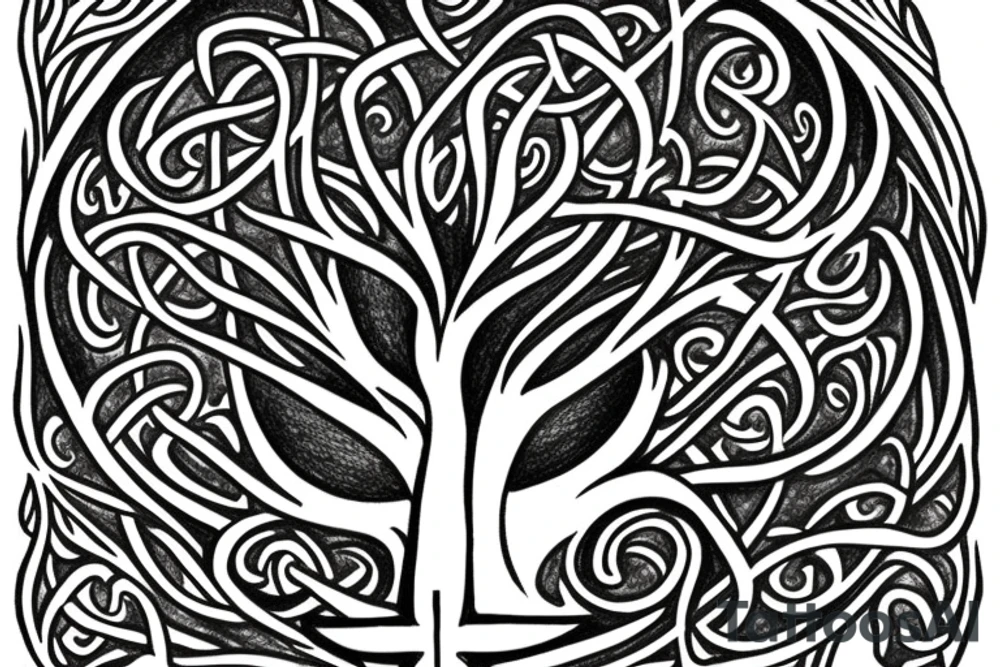 Tree of life with a cross in foreground tattoo idea