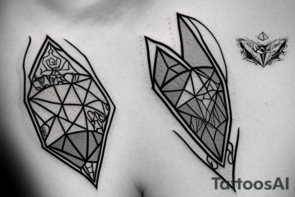 A symerical diamond with another red diomond inside of it. tattoo idea