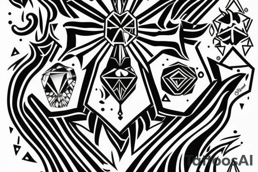 A symerical diamond with another red diomond inside of it. tattoo idea