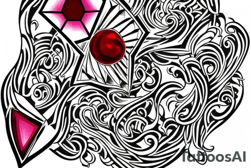 A symerical diamond with another red diomond inside of it. tattoo idea
