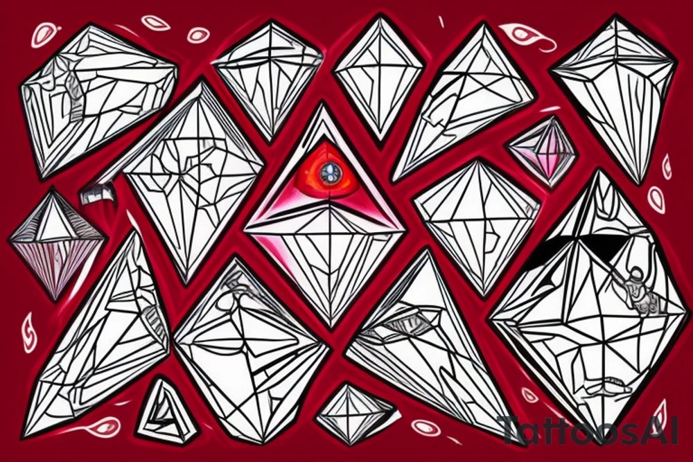 A symerical diamond with another red diomond inside of it. tattoo idea