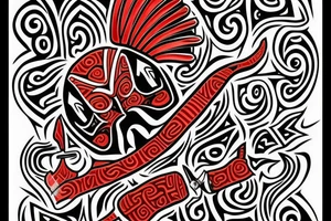 Maori
Hei-Tiki WITH RED EYES
 illustration in tribal tattoo style first man tattoo idea