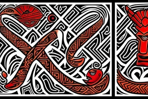Maori
Hei-Tiki WITH RED EYES
 illustration in tribal tattoo style first man tattoo idea