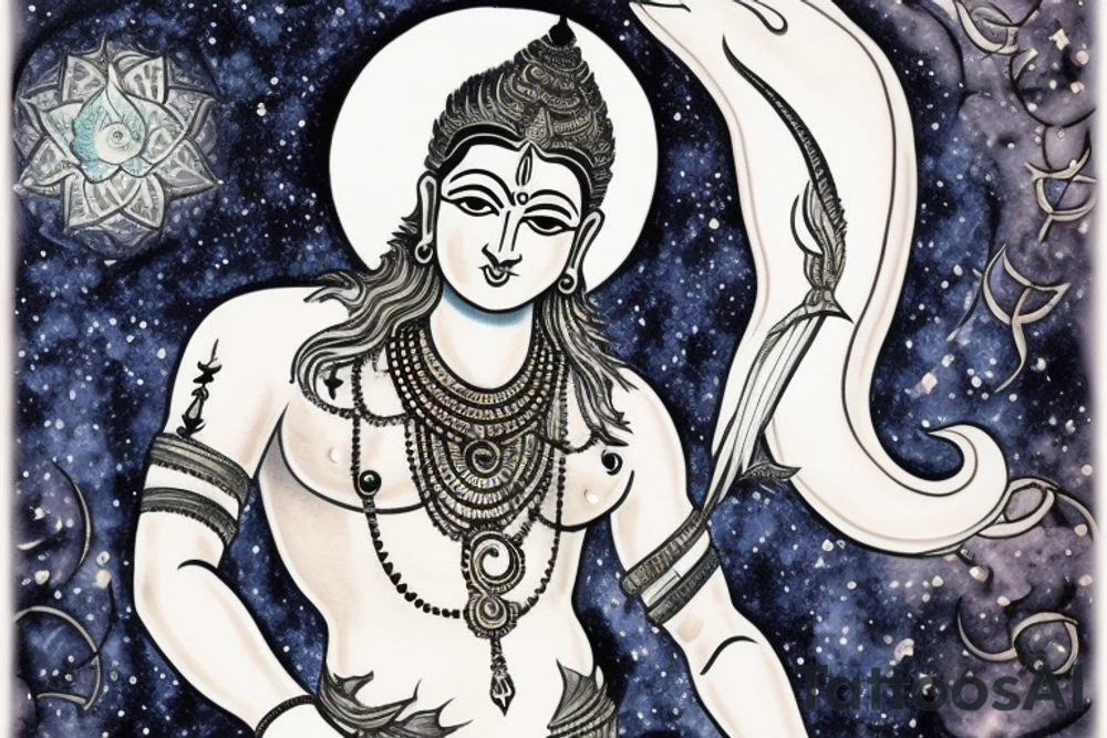 Lord vishnu being one with the cosmos tattoo idea