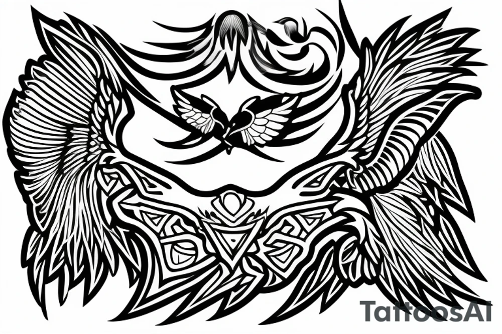 Symmetric eagle tattoo idea