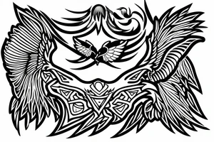 Symmetric eagle tattoo idea