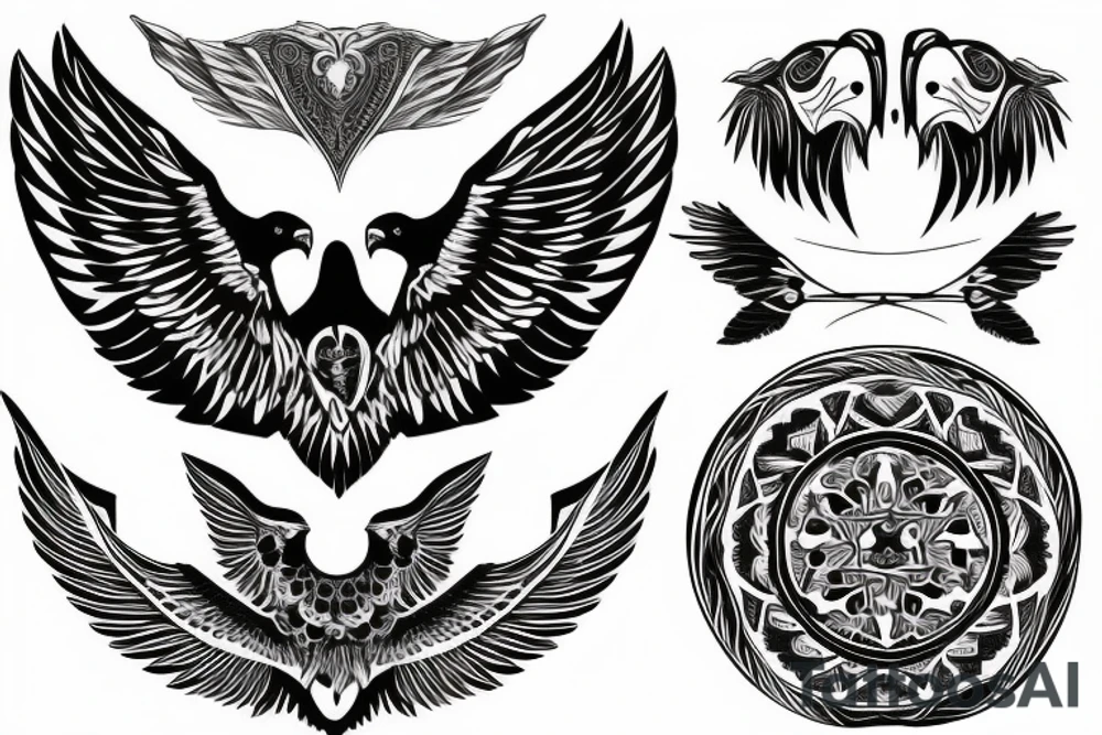 Symmetrical eagle tattoo idea