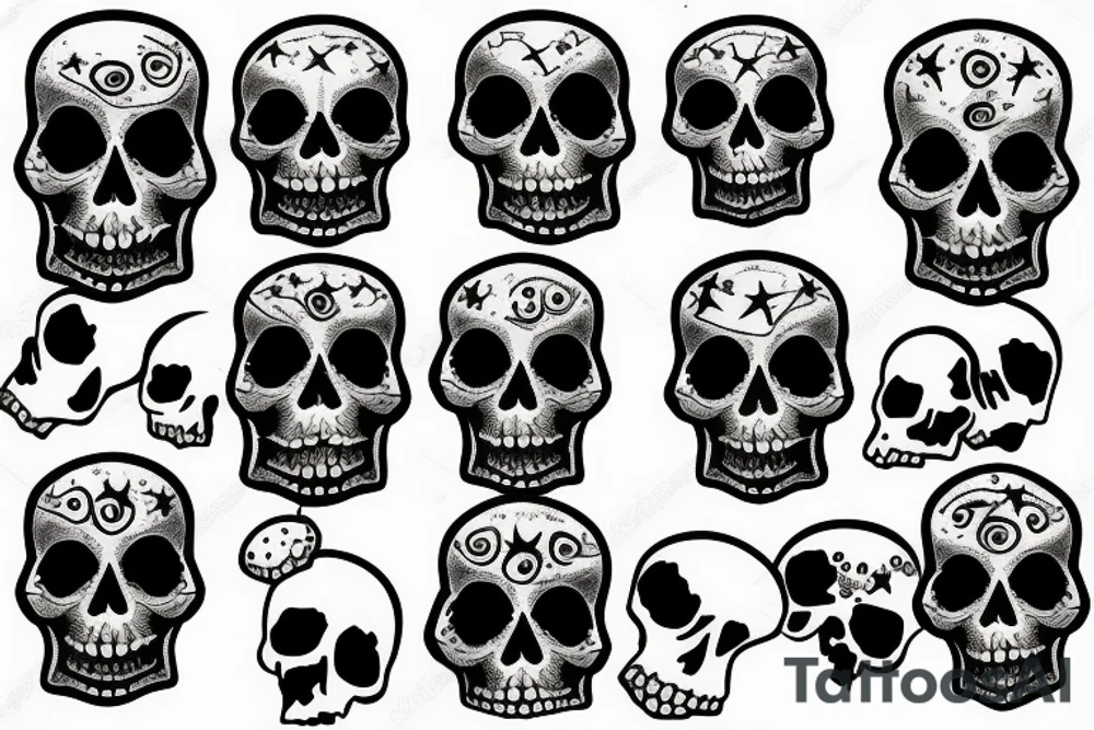 Stars and skulls tattoo idea