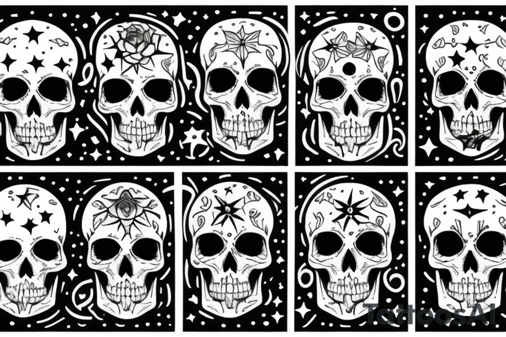 Stars and skulls tattoo idea