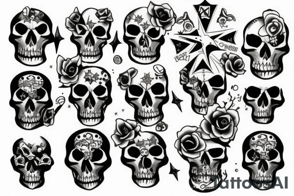 Stars and skulls tattoo idea