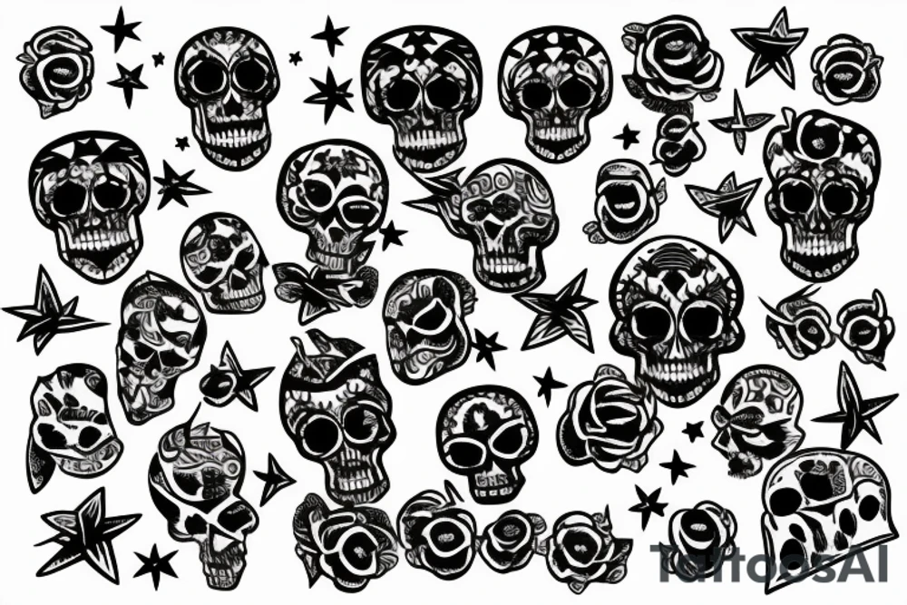 Stars and skulls tattoo idea