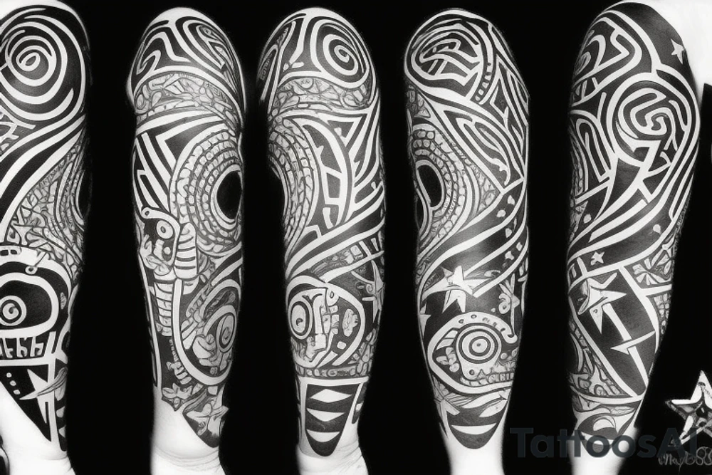 Stars and skulls tattoo idea
