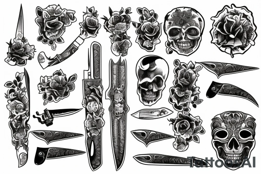 small fleshes of knifes tattoo idea