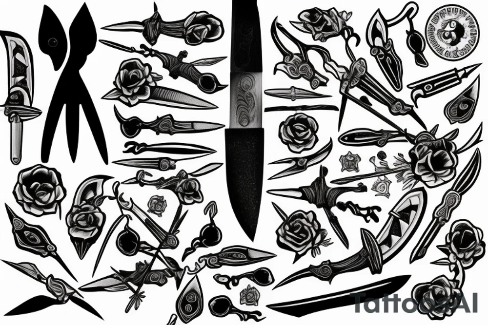 small fleshes of knifes tattoo idea