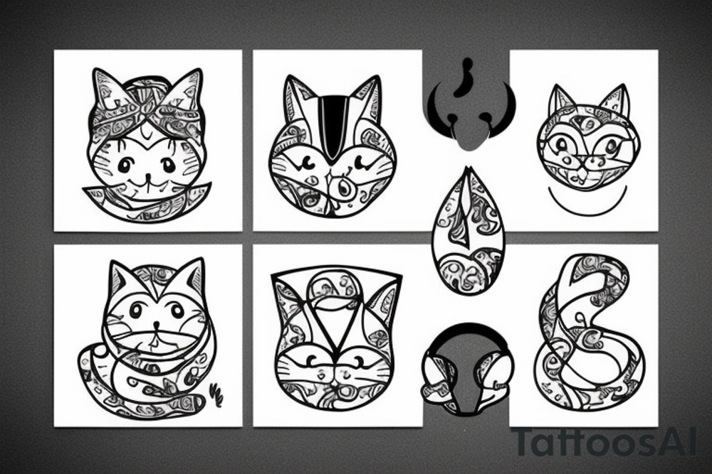 cat with big ears tattoo idea