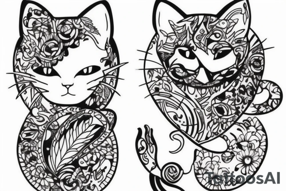 cat with big ears tattoo idea