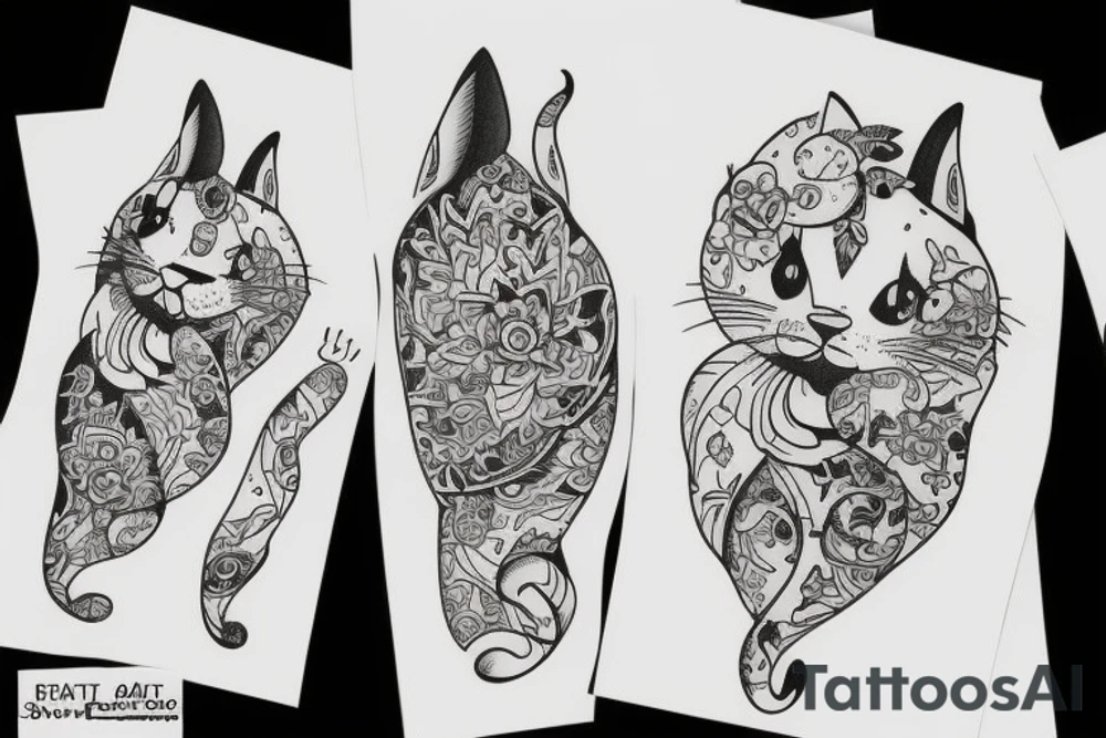 cat with big ears tattoo idea