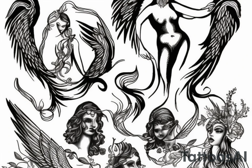 phoenix with persephone at the bottom on river styx tattoo idea