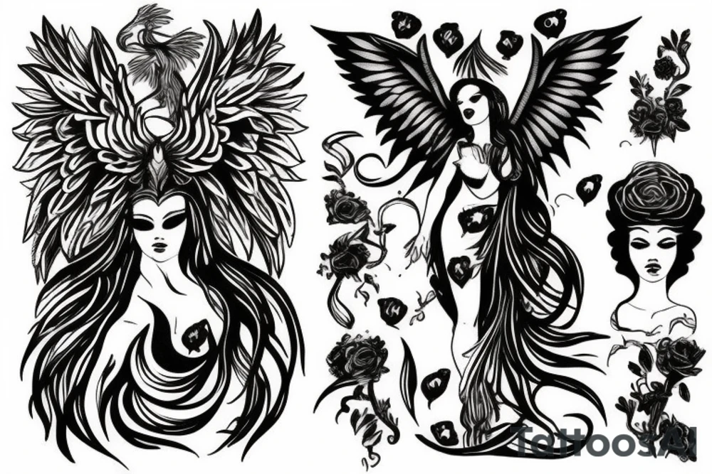 phoenix with persephone at the bottom tattoo idea