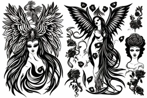 phoenix with persephone at the bottom tattoo idea