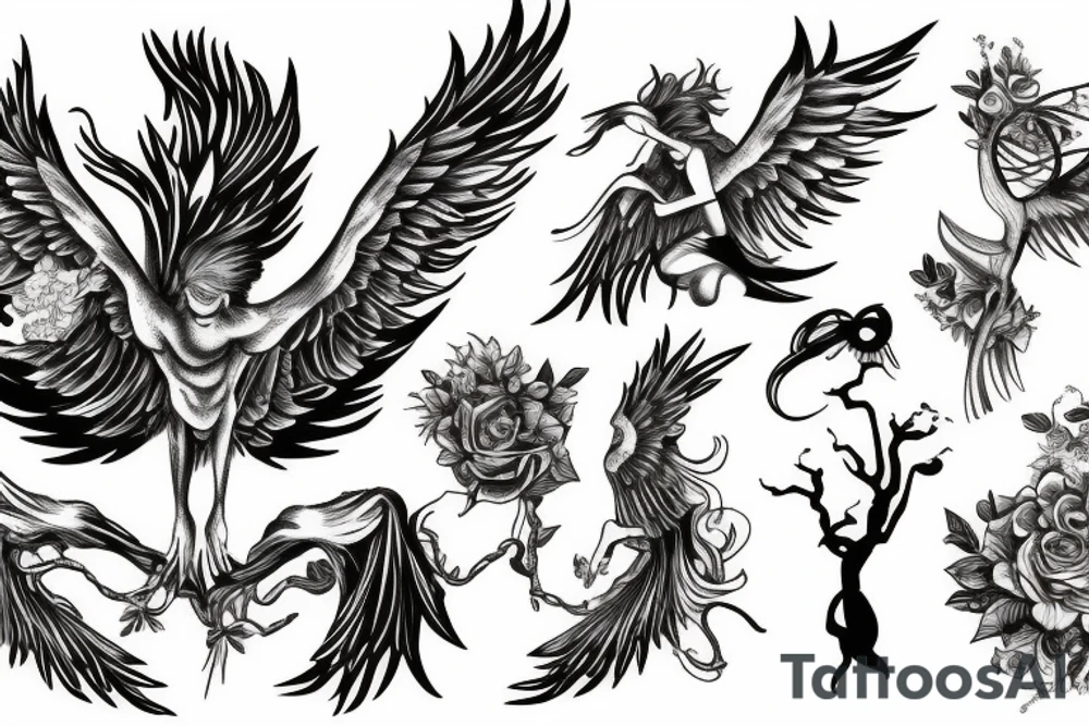 phoenix with persephone at the bottom tattoo idea
