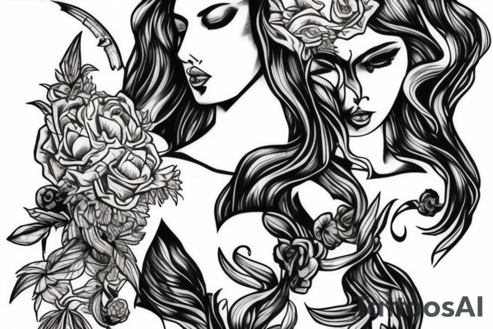 phoenix with persephone at the bottom tattoo idea