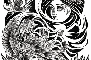 phoenix with persephone at the bottom tattoo idea