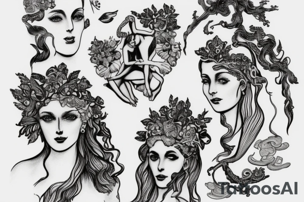 janus gods sitting on top of Persephone tattoo idea