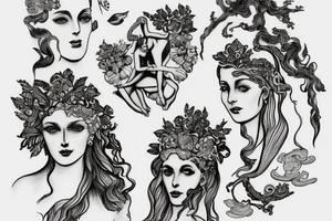 janus gods sitting on top of Persephone tattoo idea