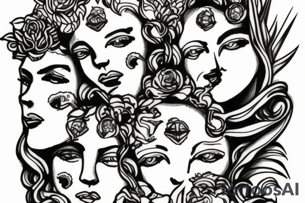 janus gods sitting on top of Persephone tattoo idea