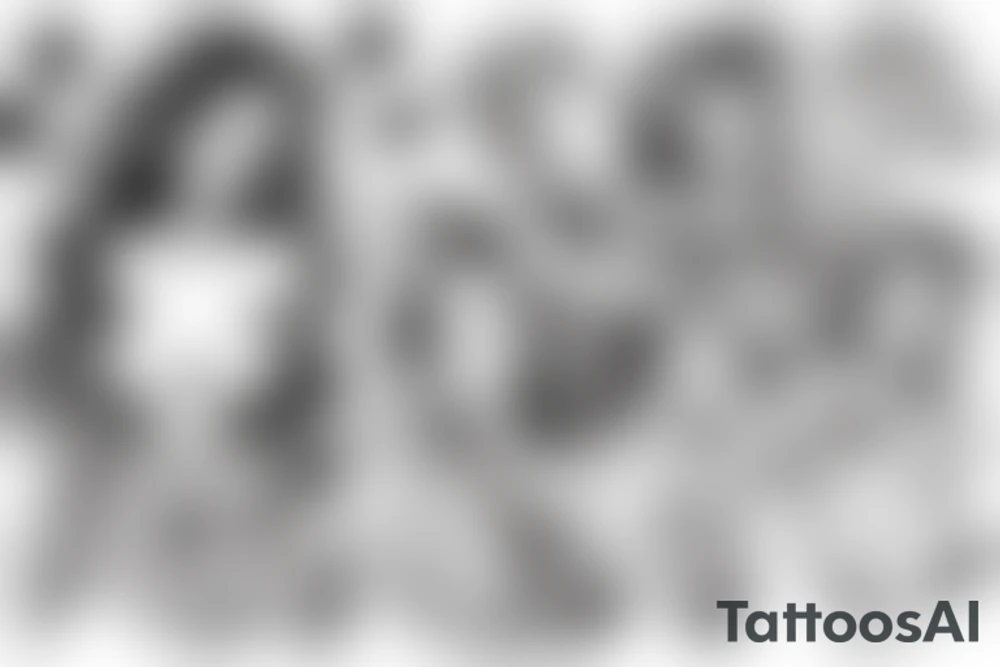 portrait of Aphrodite surrounded by swirling clouds and stars to represent the heavens. tattoo idea