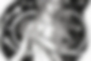 portrait of Aphrodite surrounded by swirling clouds and stars to represent the heavens. tattoo idea