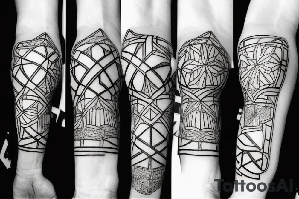 A cross with geometric pattern behind and around it tattoo idea