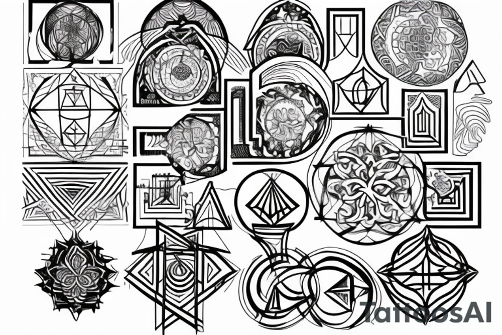 sacred geometry cross tattoo idea