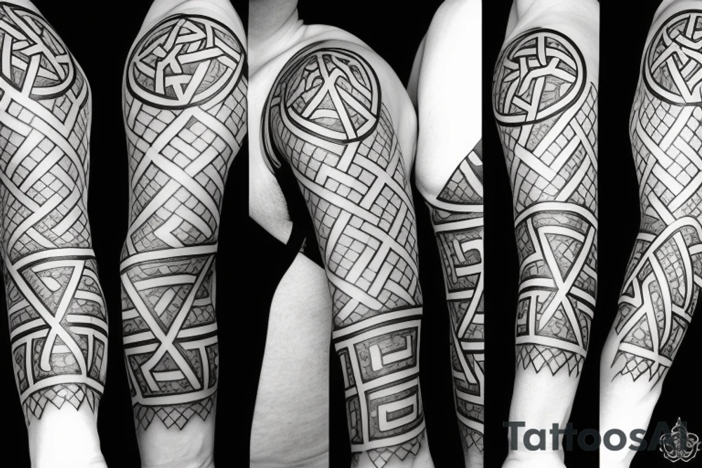 sacred geometry cross tattoo idea
