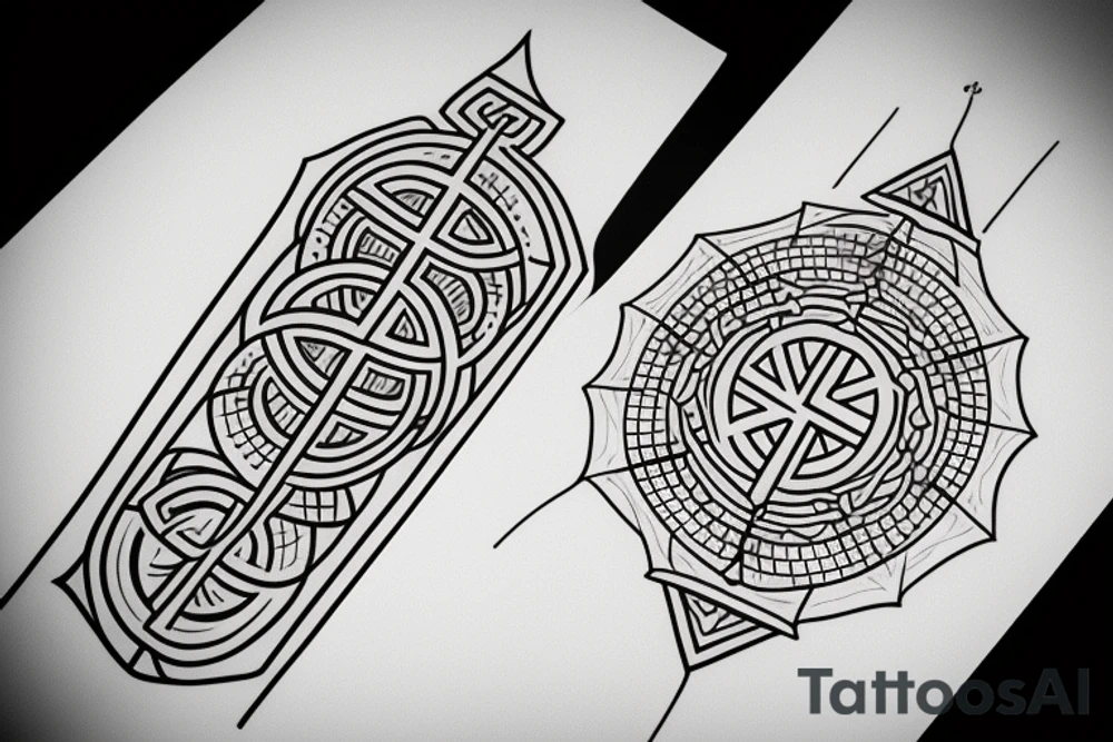 sacred geometry cross tattoo idea