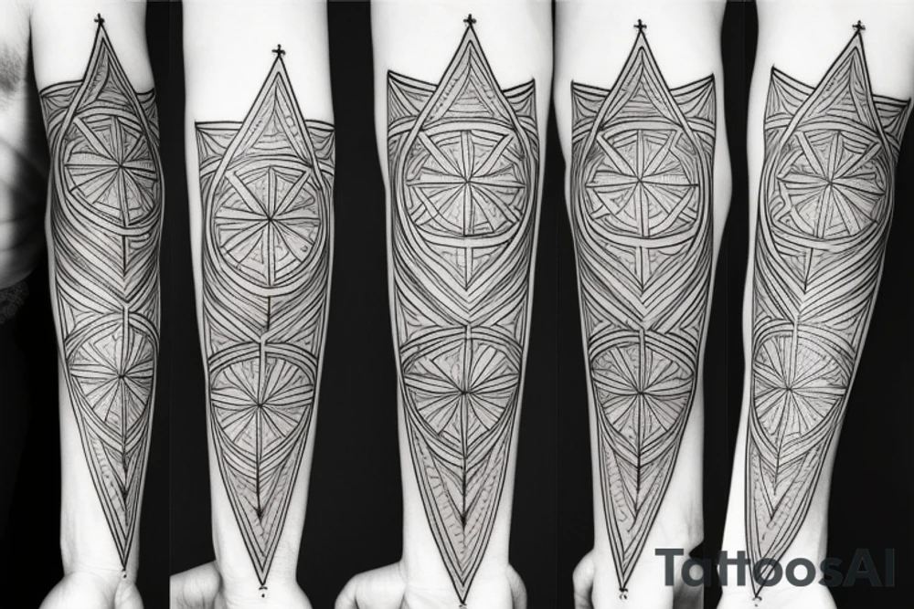 sacred geometry cross tattoo idea