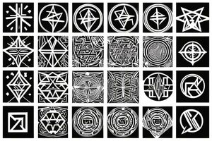 Geometric circular pattern around a cross tattoo idea
