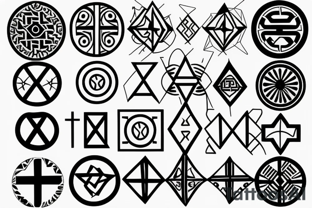 Geometric circular pattern around a cross tattoo idea Geometric circular pattern around a cross tattoo idea