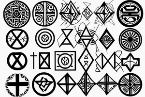 Geometric circular pattern around a cross tattoo idea