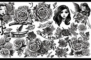 a girl in tattoos in the style of Sailor Jerry tattoo idea