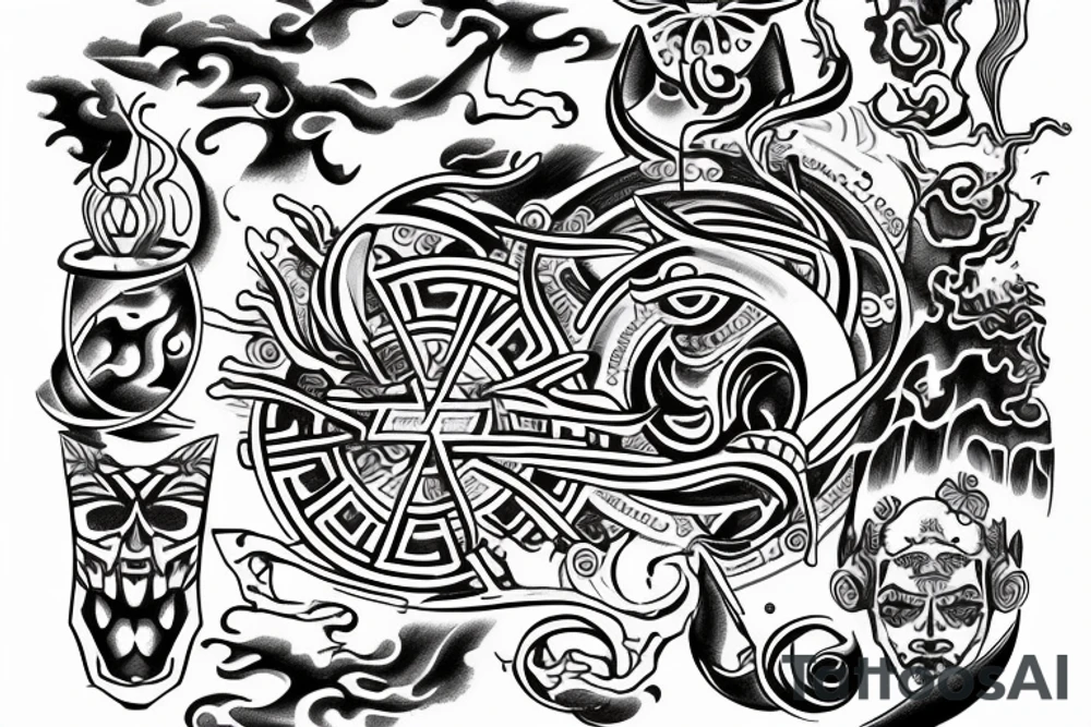 sketch of a tattoo,Yin water hieroglyph tattoo idea
