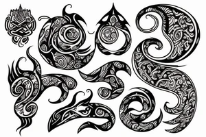 Sketch of a tattoo, Yin character, in the form of water tattoo idea