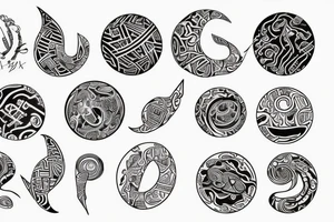 Sketch of a tattoo, bright,in color, tattoo elongated shape, on a white background, not crinkling,Yin character, in the form of water, two hieroglyphs one from the bottom and one from the spherical , tattoo idea