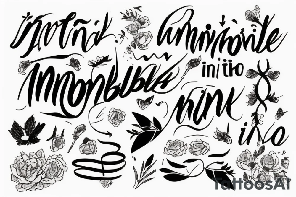 a minimal word tatoo that says nothing is impossible in english tattoo idea