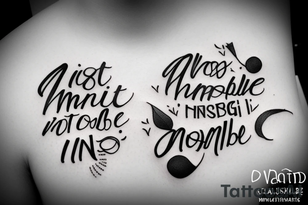 a minimal word tatoo that says nothing is impossible in english tattoo idea