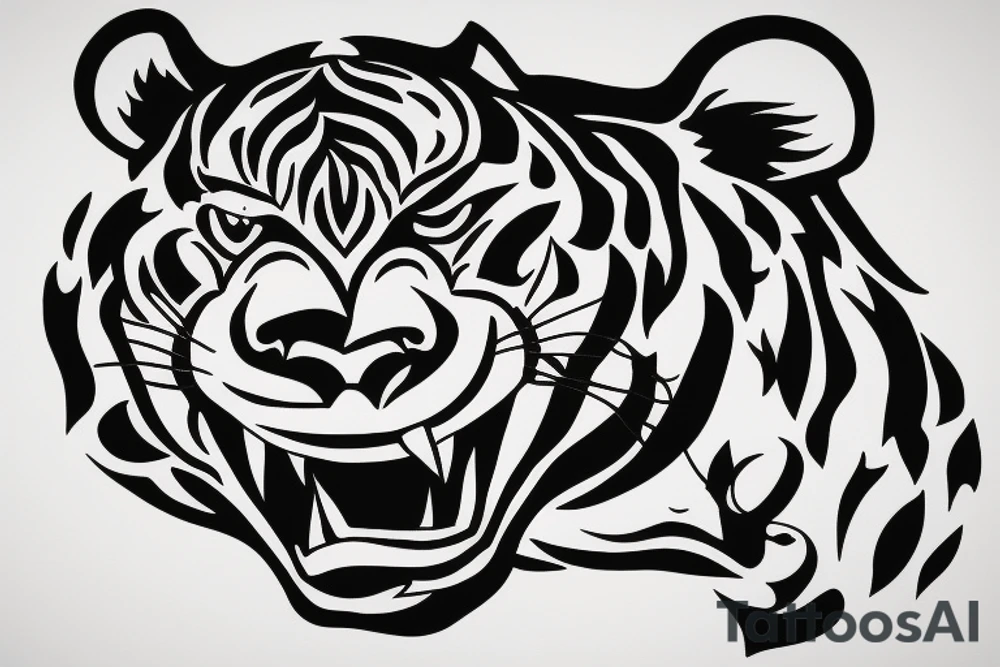 A panther fighting a tiger tattoo idea