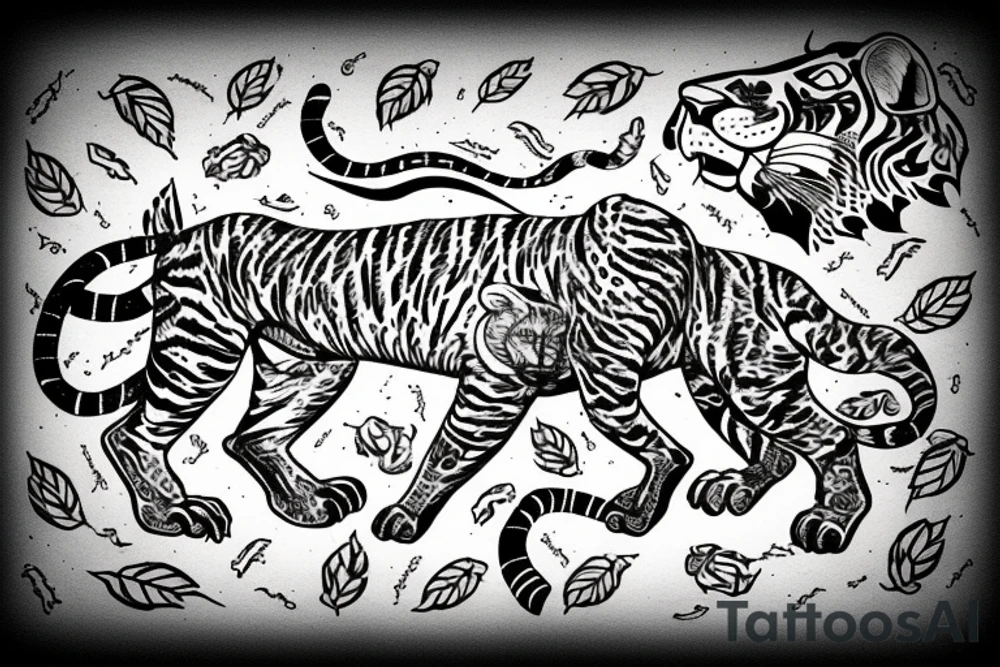 A panther fighting a tiger tattoo idea